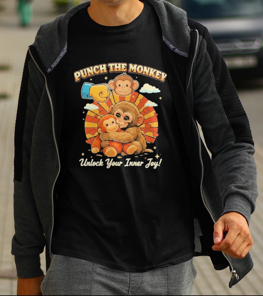 Punch The Monkey Hug Adorable Monkeys Unlock Your Inner Joy Fun T-Shirt