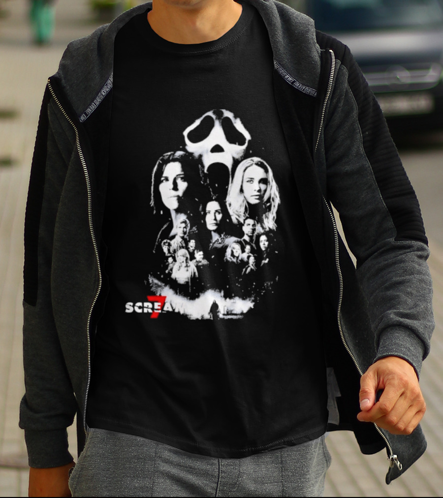 Scream 7 30th Anniversary Kill Tour 2026 Ghostface Mask Collage T-Shirt