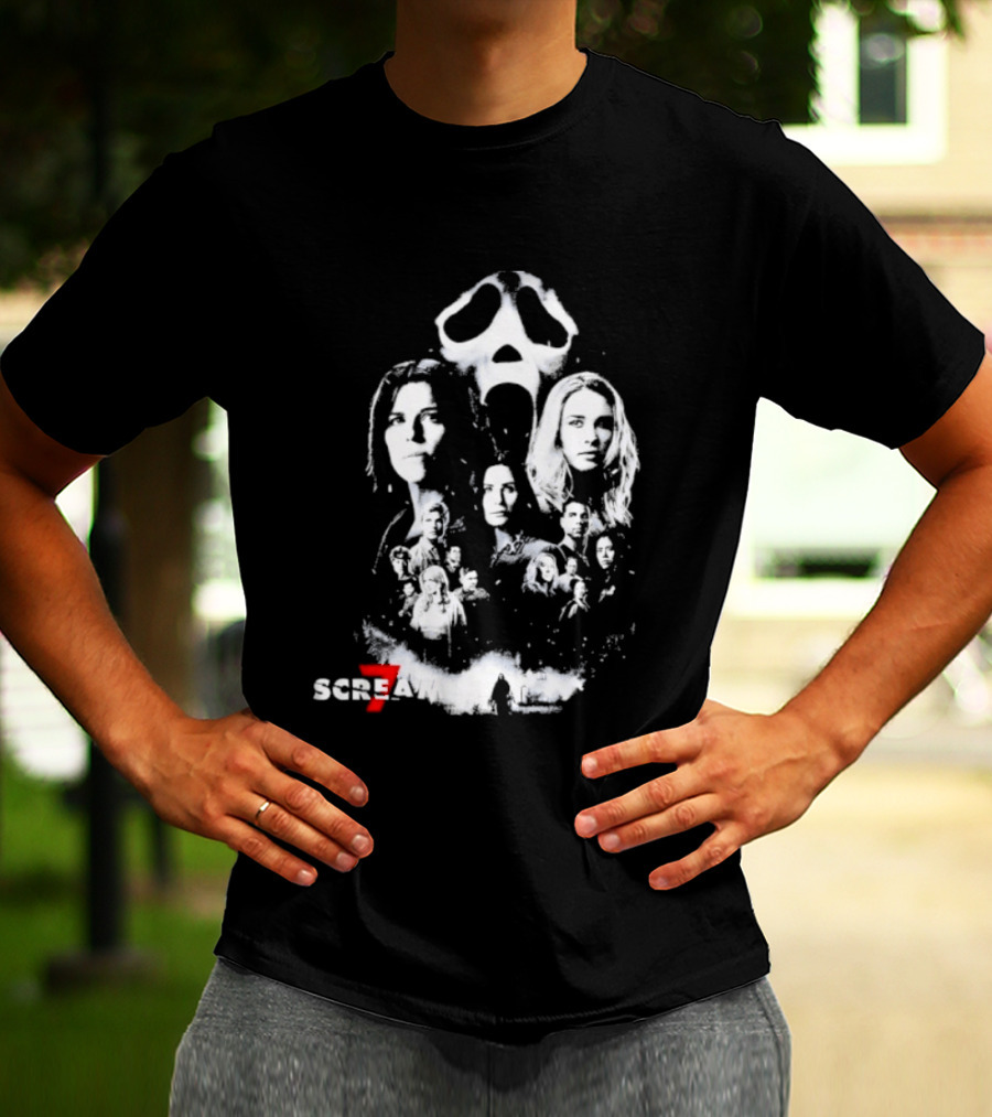 Scream 7 30th Anniversary Kill Tour 2026 Ghostface Mask Collage T-Shirt