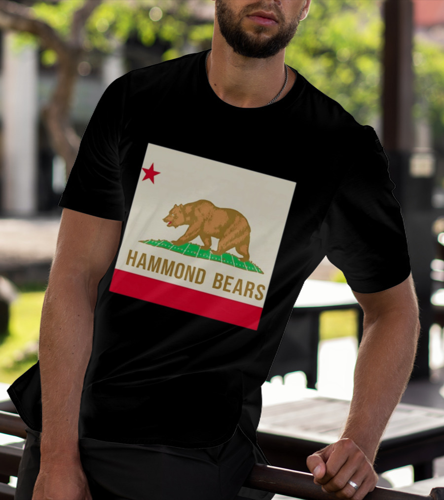 Hammond Bears California Flag Red Star Bear Image T-Shirt