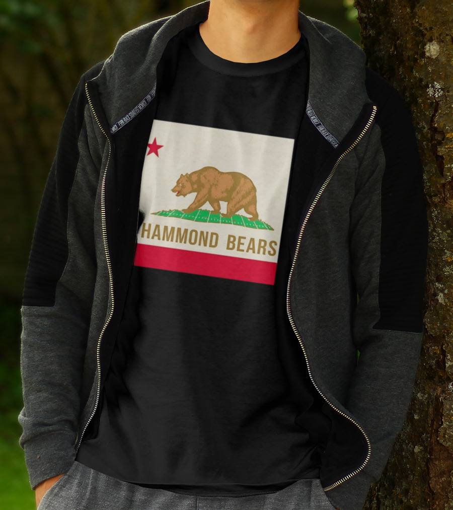 Hammond Bears California Flag Red Star Bear Image T-Shirt