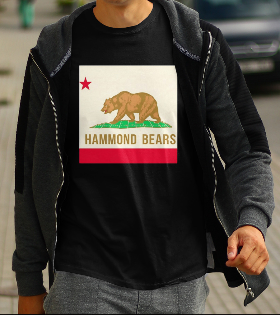 Hammond Bears California Flag Red Star Bear Image T-Shirt