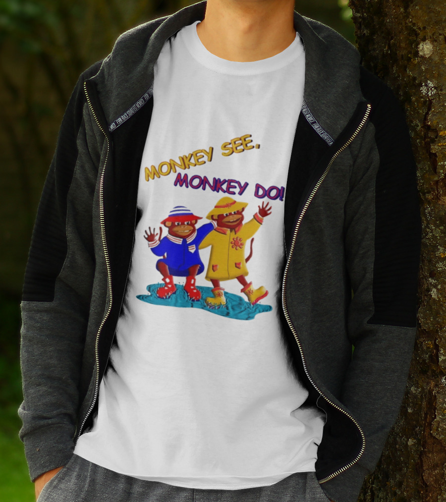 Monkey See Monkey Do Raincoat Monkeys Fun Kids Wear T-Shirt