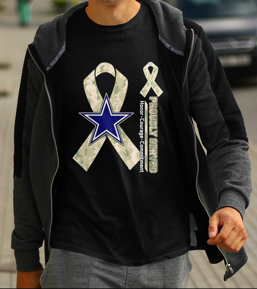 Dallas Cowboys Camouflage Ribbon Honor Courage Commitment T-Shirt