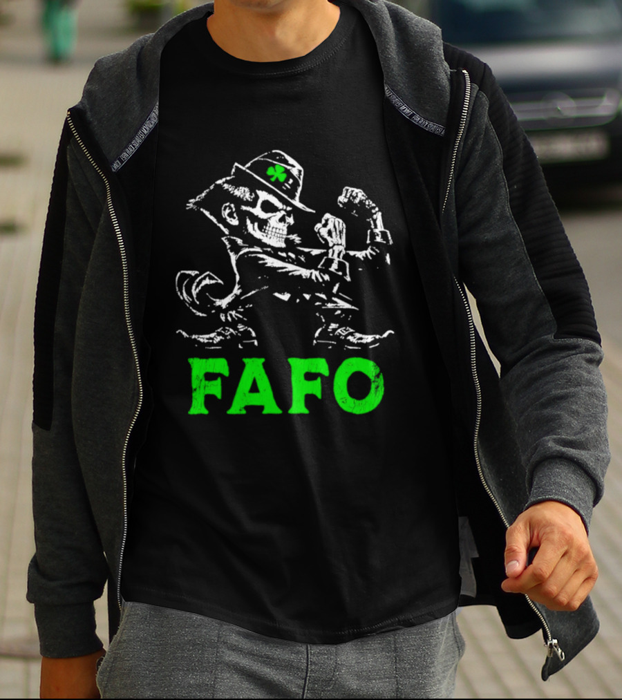 FAFO Skeleton Leprechaun Flexing St Patrick's Day T-Shirt