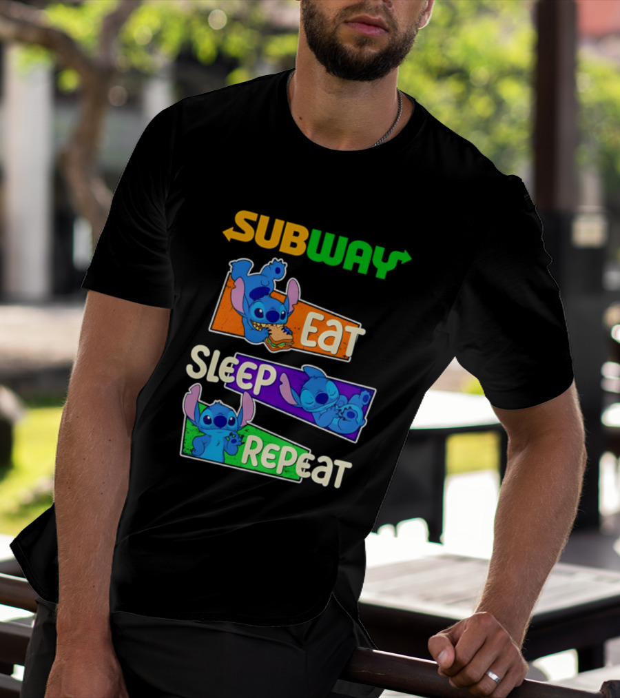 Subway X Stitch Eat Sleep Repeat T-Shirt