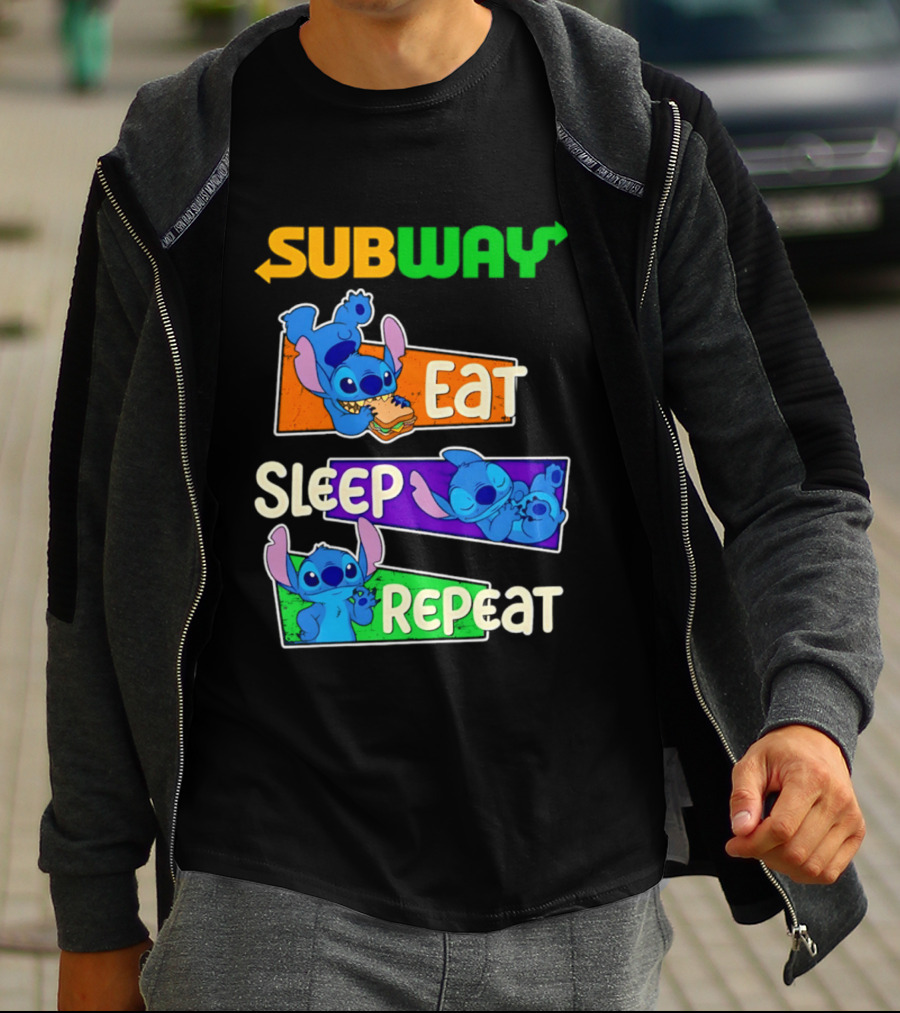 Subway X Stitch Eat Sleep Repeat T-Shirt