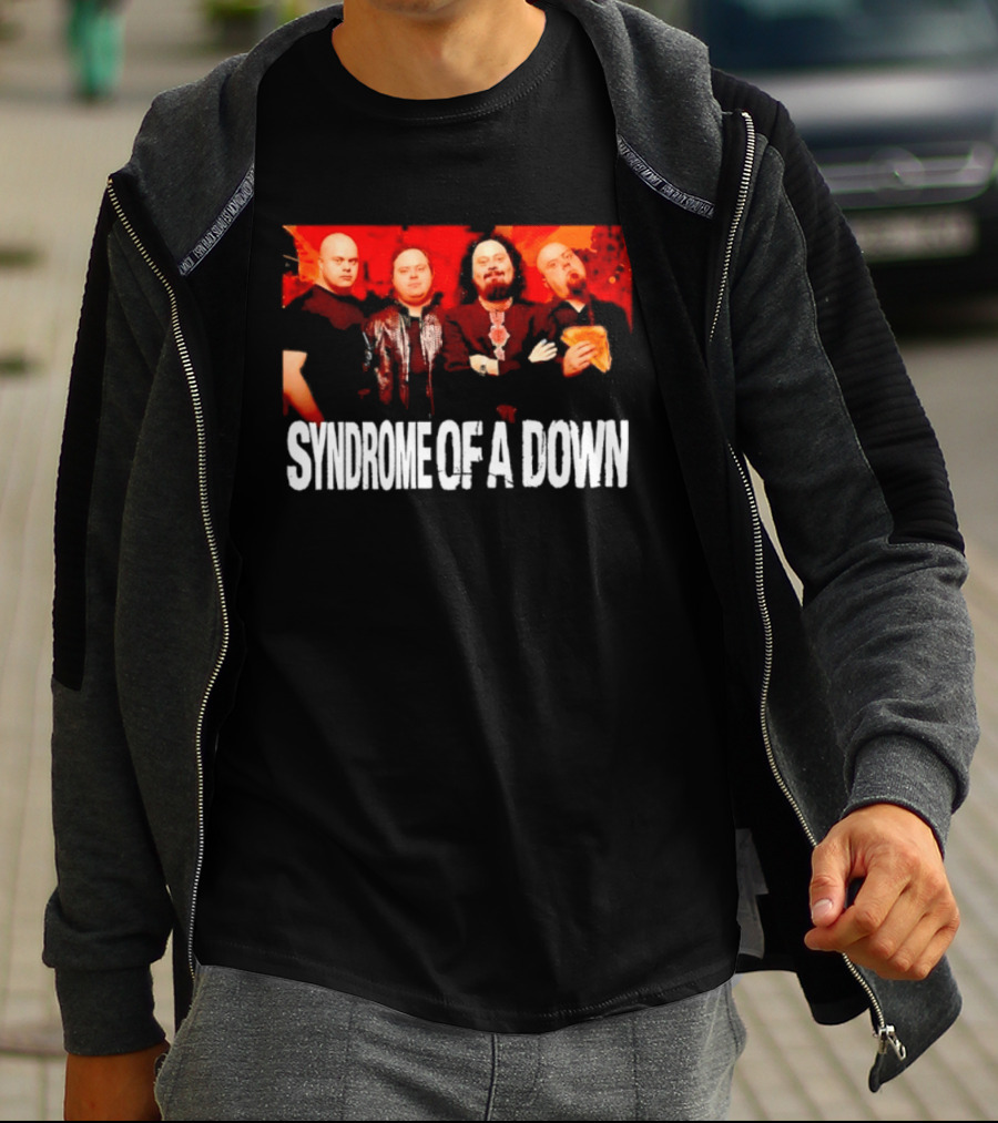 Syndrome Of A Down Band Spoof With Four Figures Eating Pizza T-Shirt