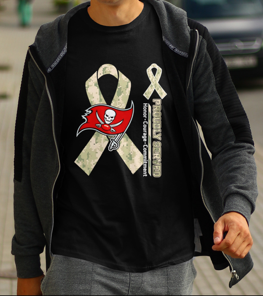 Tampa Bay Buccaneers Proudly Served Military Support Honor Courage Commitment Ribbon T-Shirt