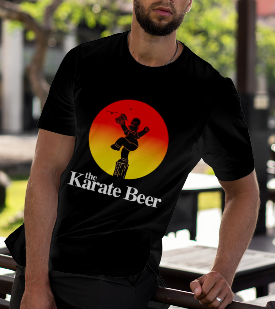 The Karate Beer Sunset Crane Pose Beer T-Shirt