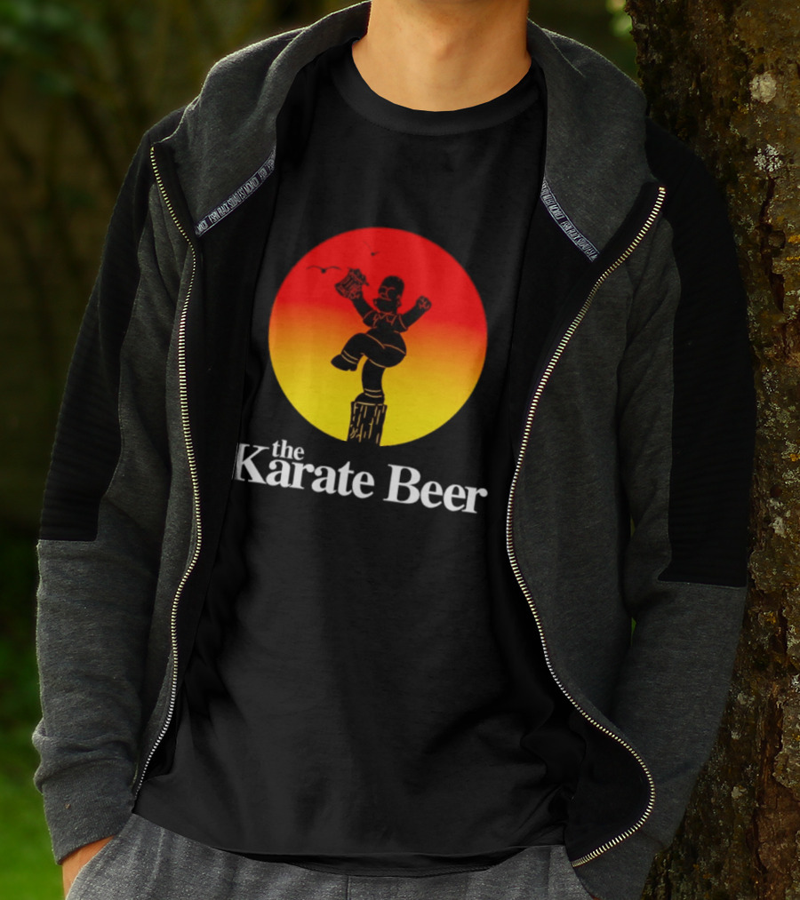 The Karate Beer Sunset Crane Pose Beer T-Shirt