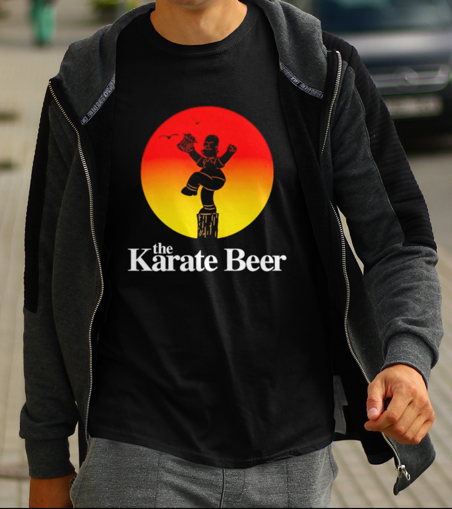 The Karate Beer Sunset Crane Pose Beer T-Shirt