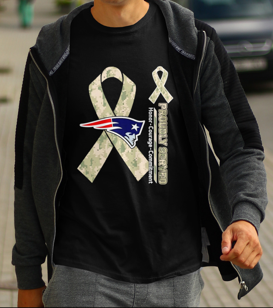 New England Patriots Camouflage Ribbon Honor Courage Commitment T-Shirt
