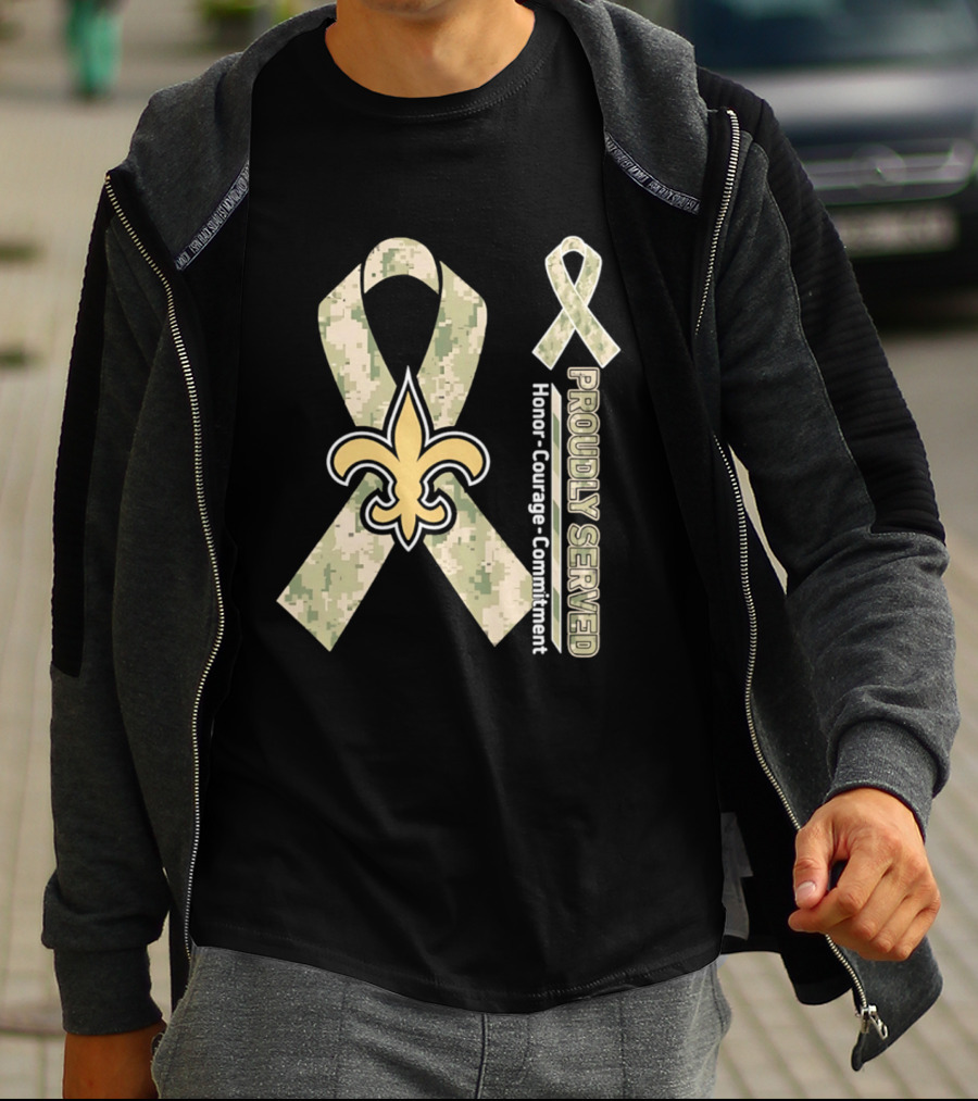 New Orleans Saints Camouflage Ribbon Honor Courage Commitment T-Shirt