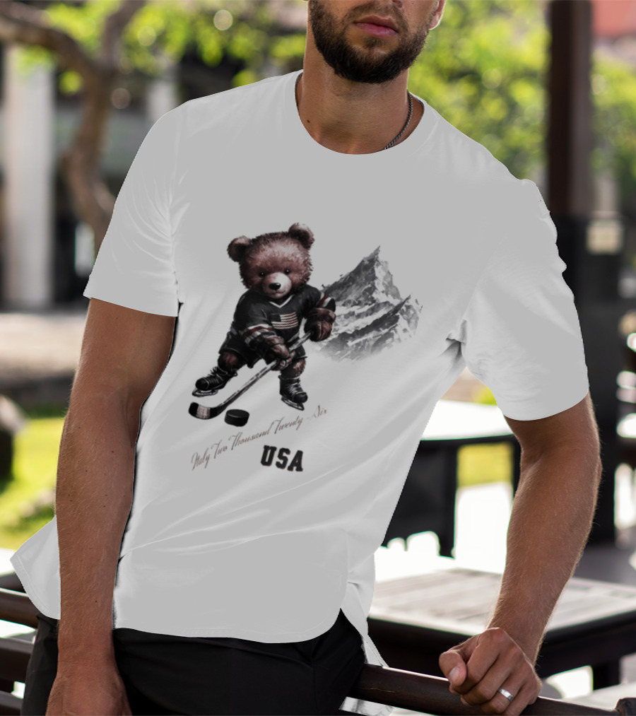 USA Ice Hockey Teddy Bear Italy 2026 T-Shirt