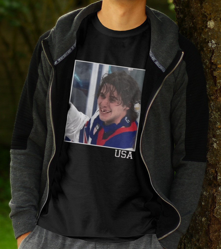 Jack Hughes USA Hockey Toothless Smile T-Shirt