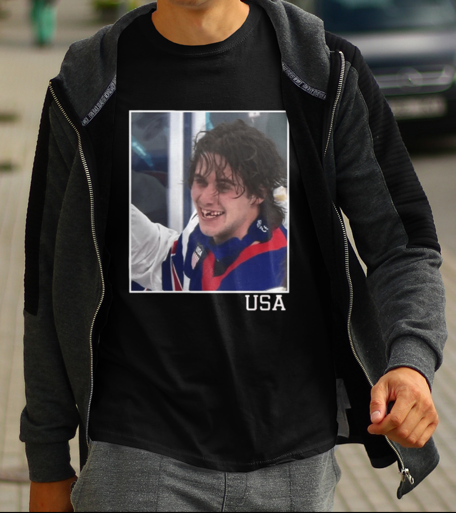 Jack Hughes USA Hockey Toothless Smile T-Shirt