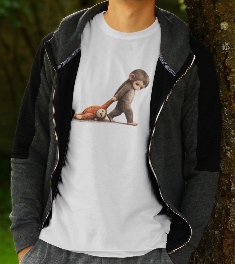 Monkey Baby Dragging Toy Monkey T-Shirt