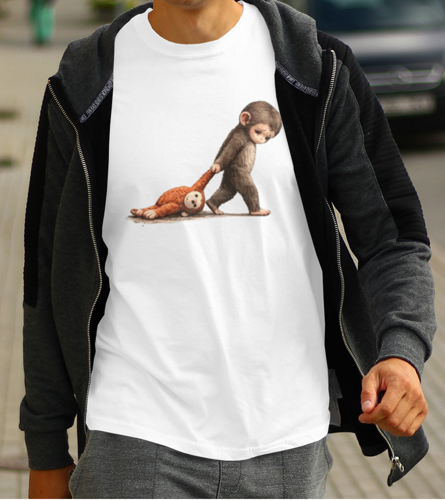 Monkey Baby Dragging Toy Monkey T-Shirt