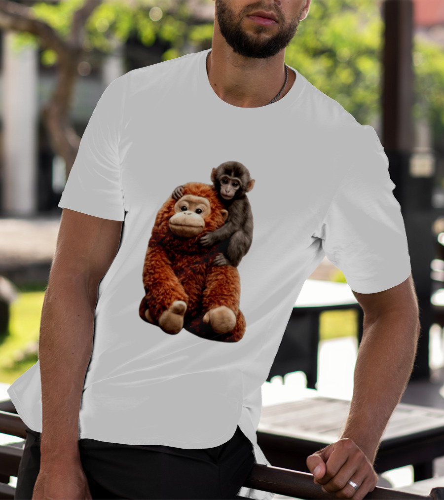 Monkey Punch Plush Toy And Baby Monkey Cuddling Image T-Shirt