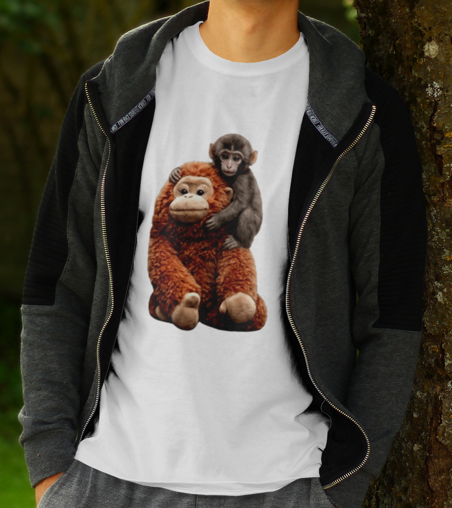 Monkey Punch Plush Toy And Baby Monkey Cuddling Image T-Shirt