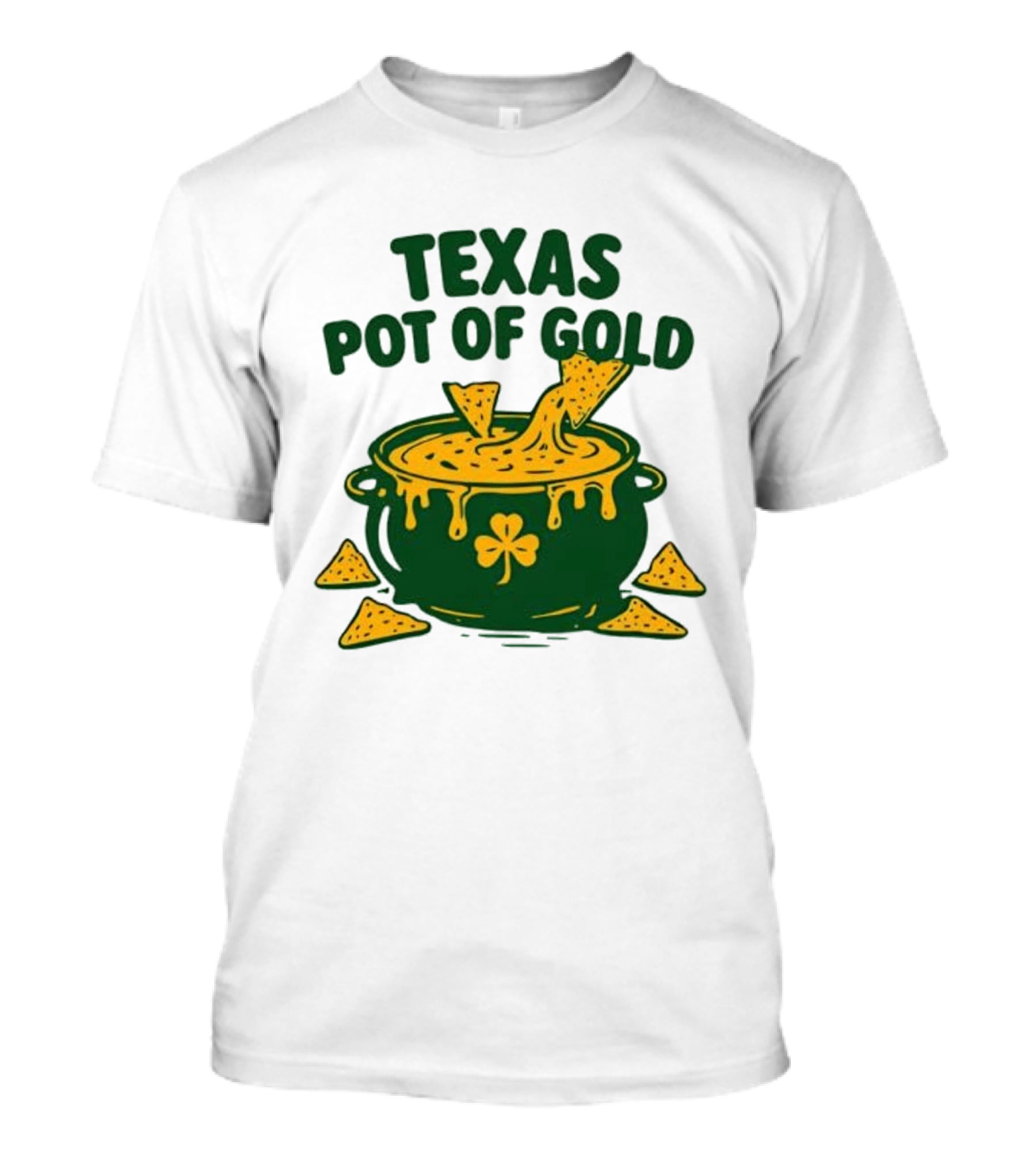 Texas Pot Of Gold St Patrick's Day Nacho Cheese Shamrock Cauldron T-Shirt