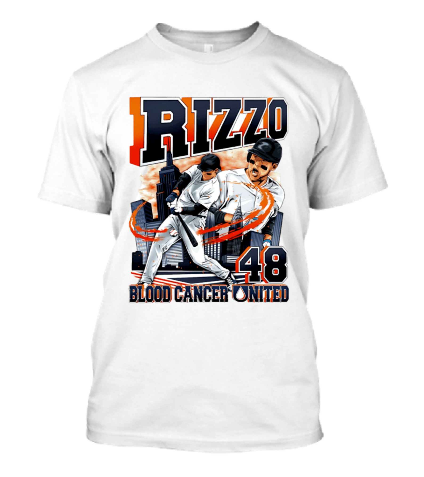 Rizzo 48 Blood Cancer United Hand Drawn Baseball T-Shirt