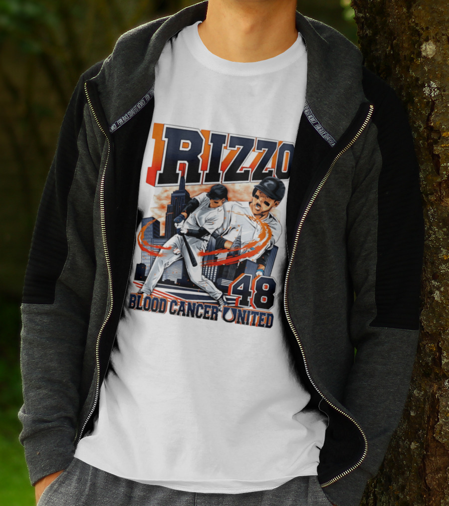 Rizzo 48 Blood Cancer United Hand Drawn Baseball T-Shirt