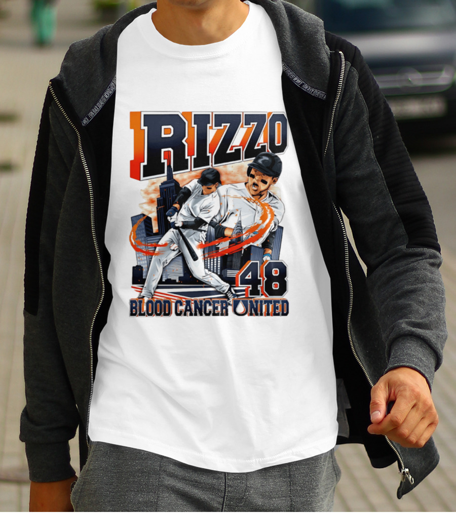Rizzo 48 Blood Cancer United Hand Drawn Baseball T-Shirt