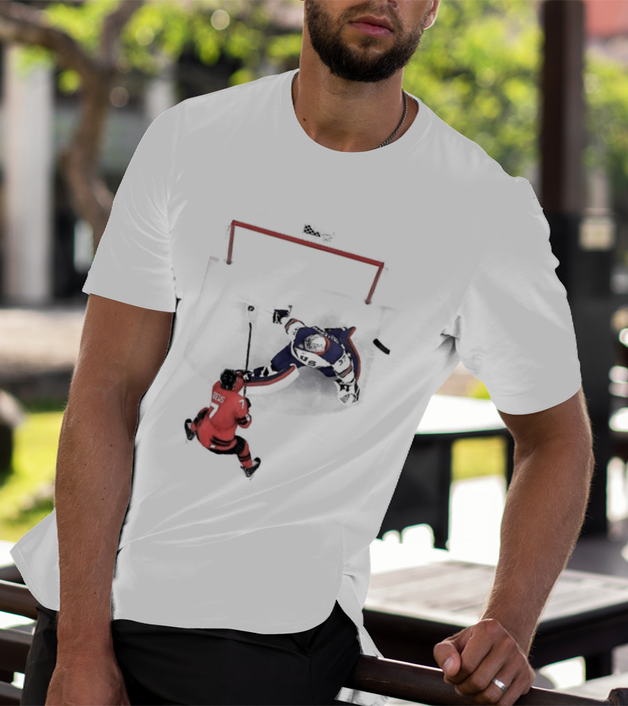 Connor Hellebuyck Team USA Ice Hockey Goalie Save Moment T-Shirt