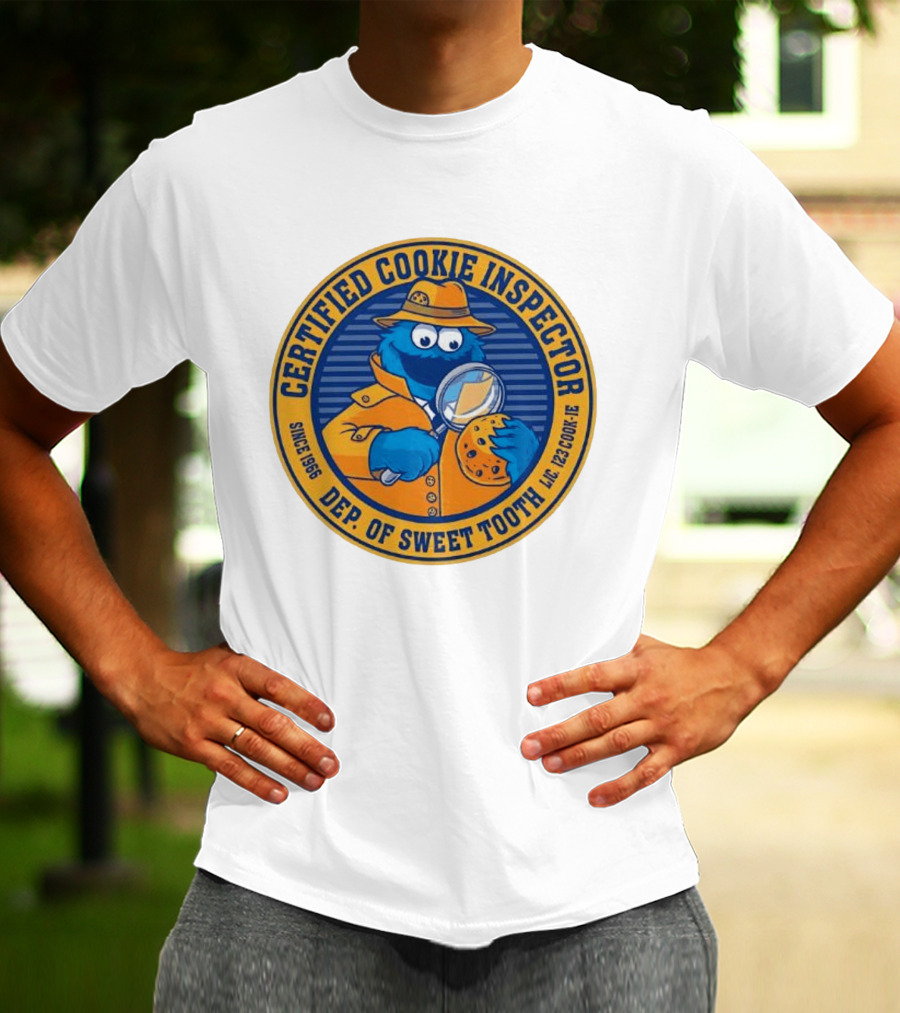 Certified Cookie Inspector Cookie Monster Since 1996 Dept Of Sweet Tooth T-Shirt