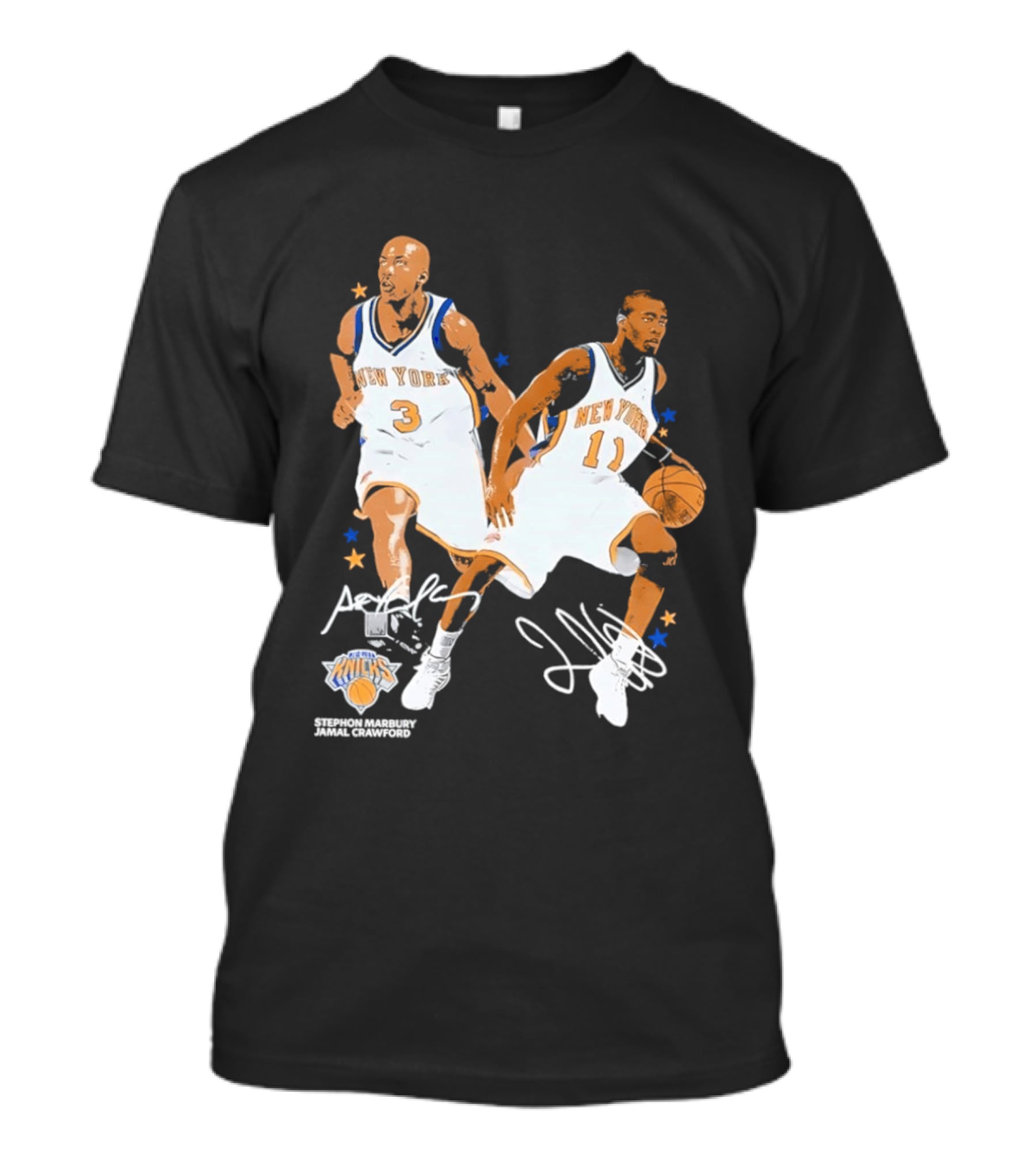 Stephon Marbury Jamal Crawford New York Knicks 3 11 Signatures T-Shirt