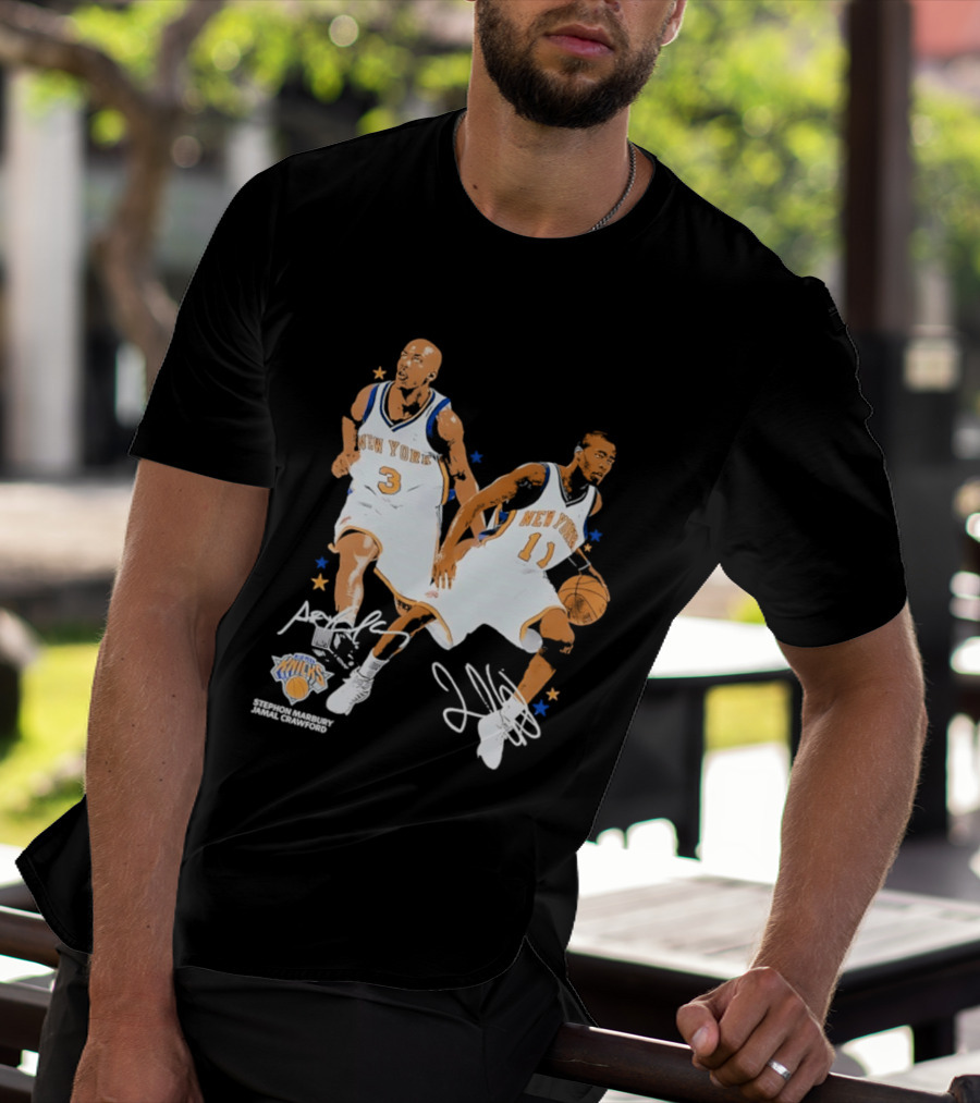 Stephon Marbury Jamal Crawford New York Knicks 3 11 Signatures T-Shirt