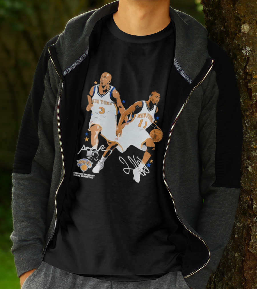 Stephon Marbury Jamal Crawford New York Knicks 3 11 Signatures T-Shirt