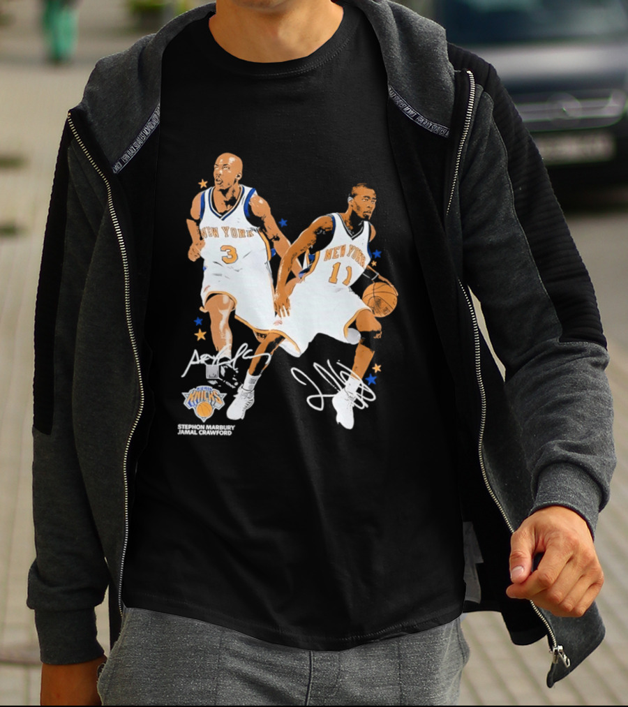 Stephon Marbury Jamal Crawford New York Knicks 3 11 Signatures T-Shirt