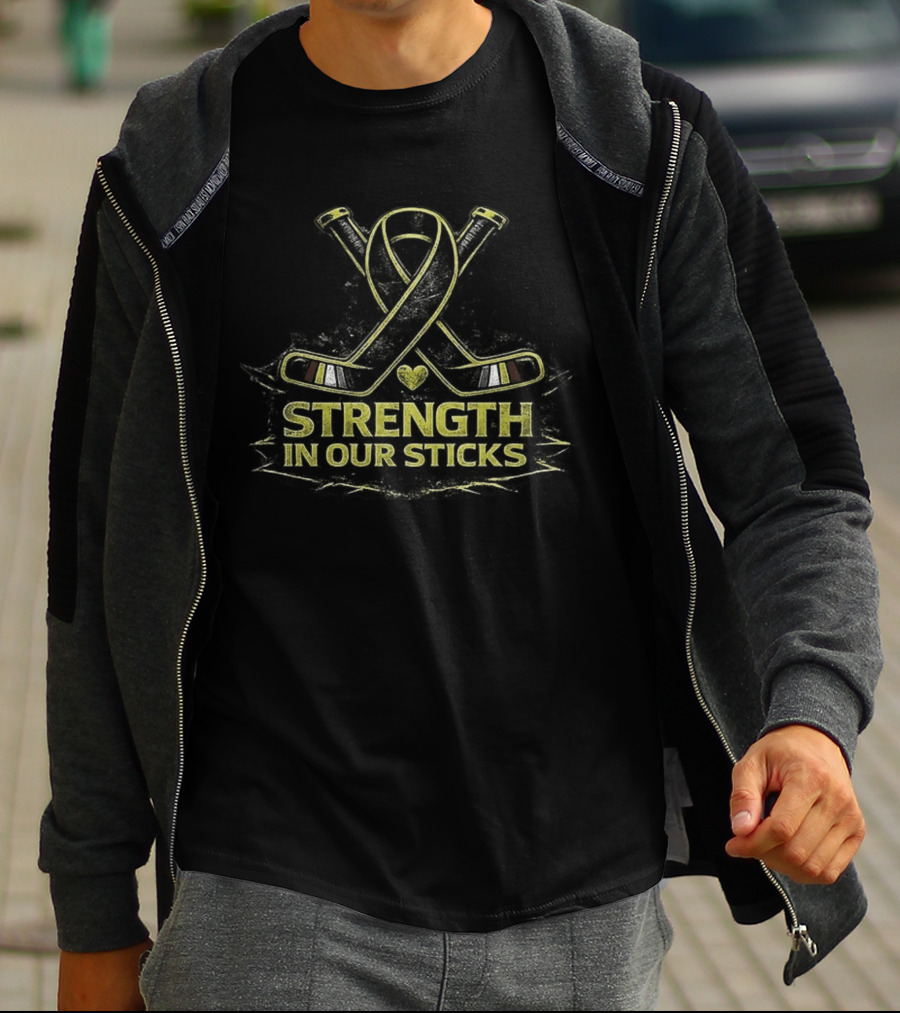 Strength In Our Sticks NHL Hockey Ribbon Support T-Shirt