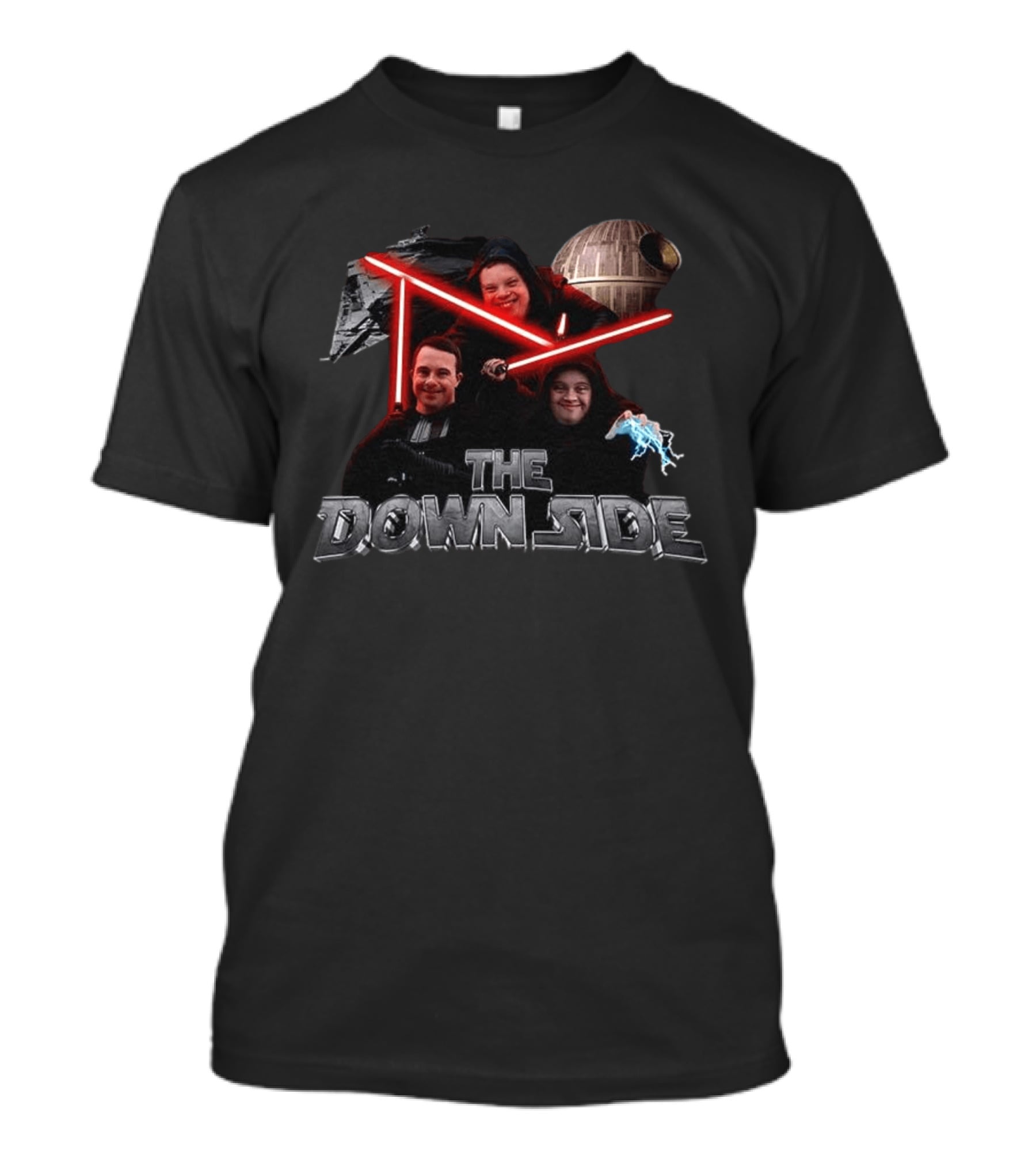 Star Wars Downside Parody With Lightsabers And Death Star T-Shirt