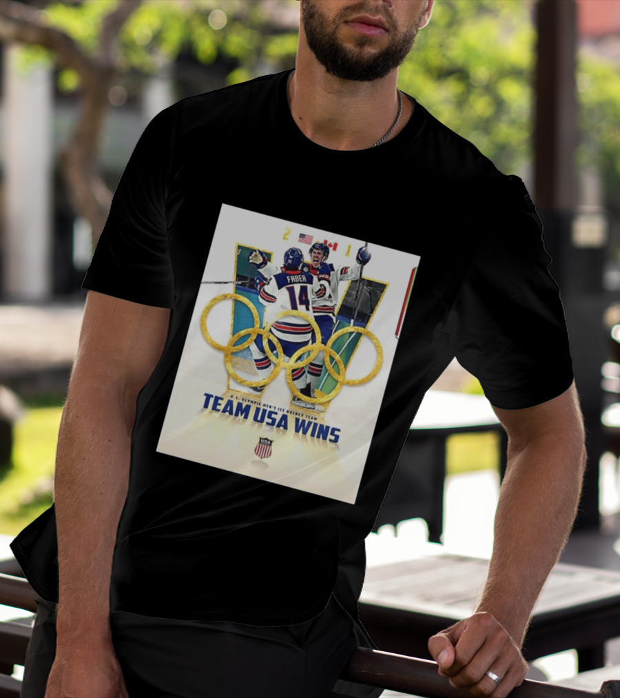 O.S. Olympic Men's Ice Hockey Team USA Wins Gold Against Canada 2 1 T-Shirt