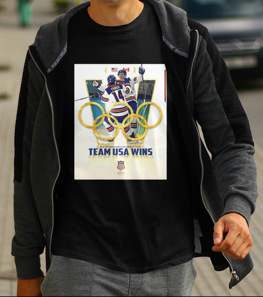 O.S. Olympic Men's Ice Hockey Team USA Wins Gold Against Canada 2 1 T-Shirt