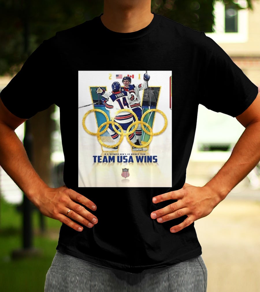 O.S. Olympic Men's Ice Hockey Team USA Wins Gold Against Canada 2 1 T-Shirt