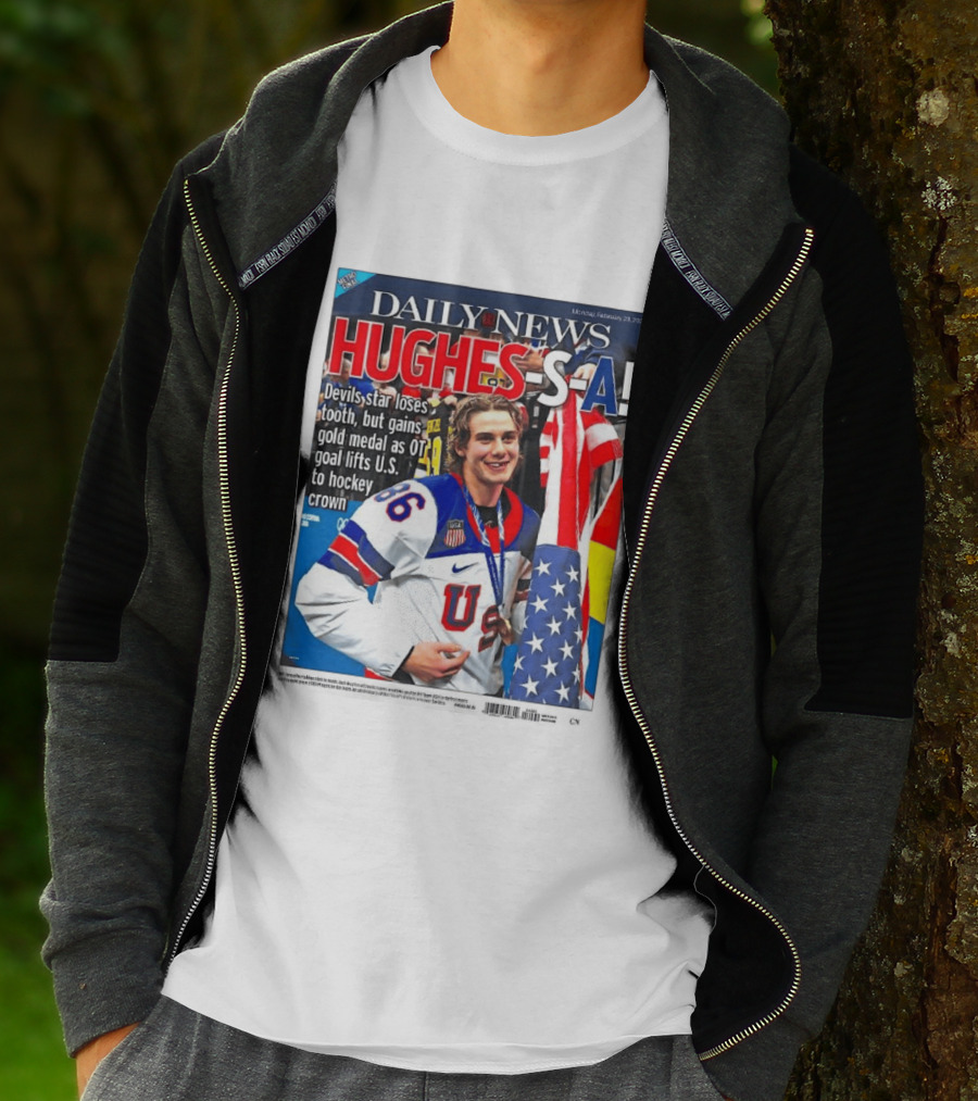 Daily News Jack Hughes S A Gold Medal US Hockey Devil Star T-Shirt