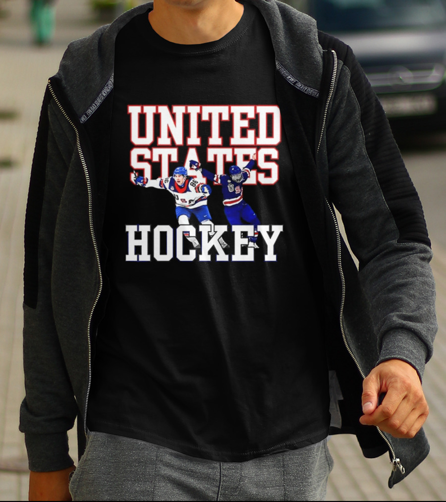 United States Hockey Players Celebration T-Shirt