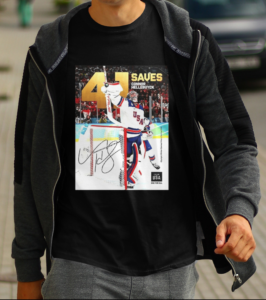 41 Saves Connor Hellebuyck USA Olympic Winter Games 2022 Team USA T-Shirt