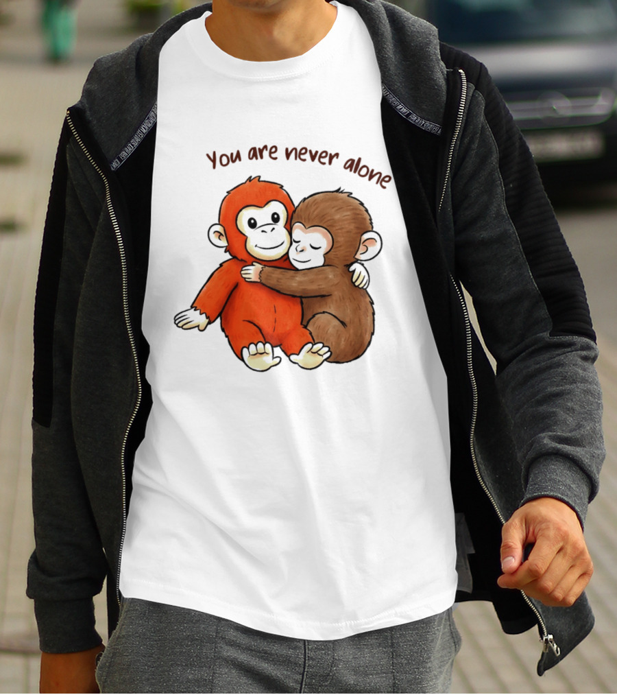 Punch The Monkey Panchi Kun You Are Never Alone Hugging Friends T-Shirt