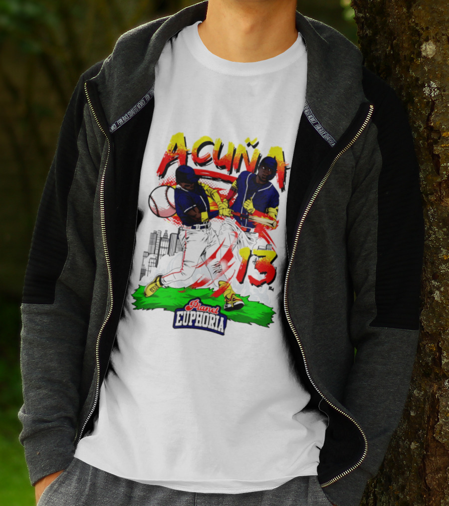 Acuna Euphoria Atlanta Braves 13 Hand Drawn T-Shirt