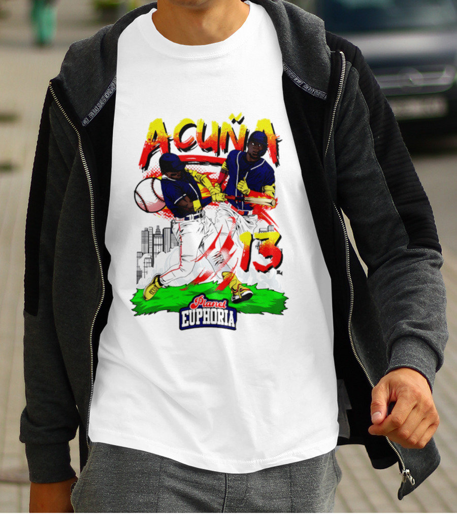 Acuna Euphoria Atlanta Braves 13 Hand Drawn T-Shirt