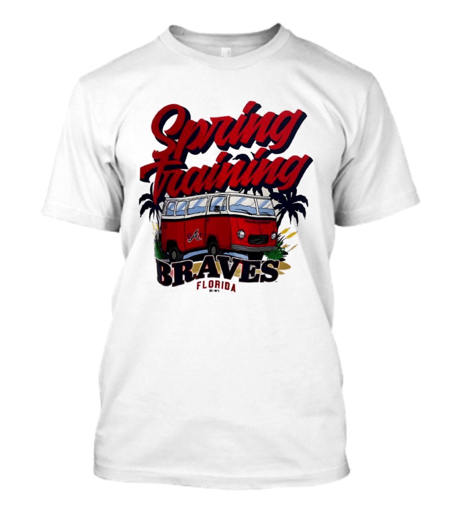 Spring Training Braves Florida Vintage VW Bus Palm Trees T-Shirt