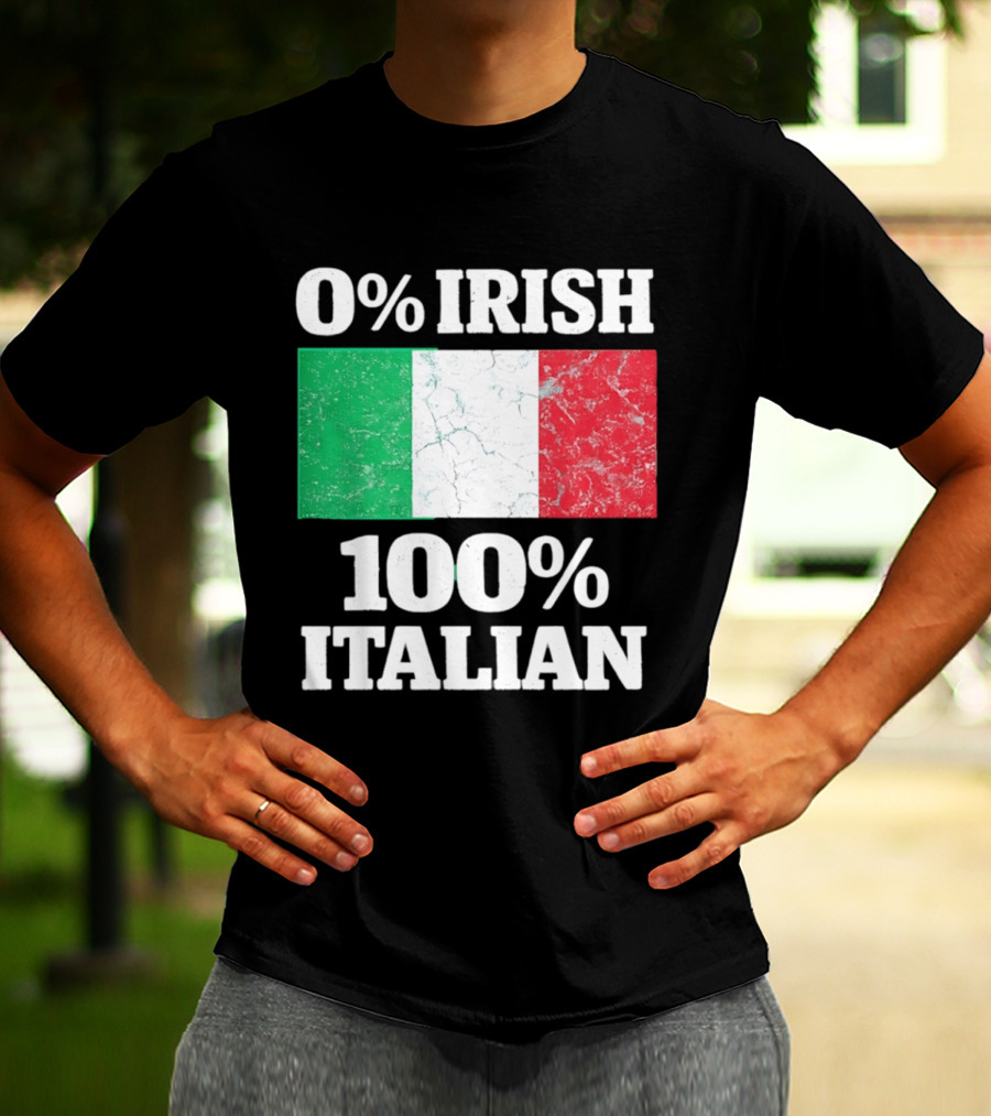 0 Irish 100 Italian Flag Heritage Pride Italy T-Shirt
