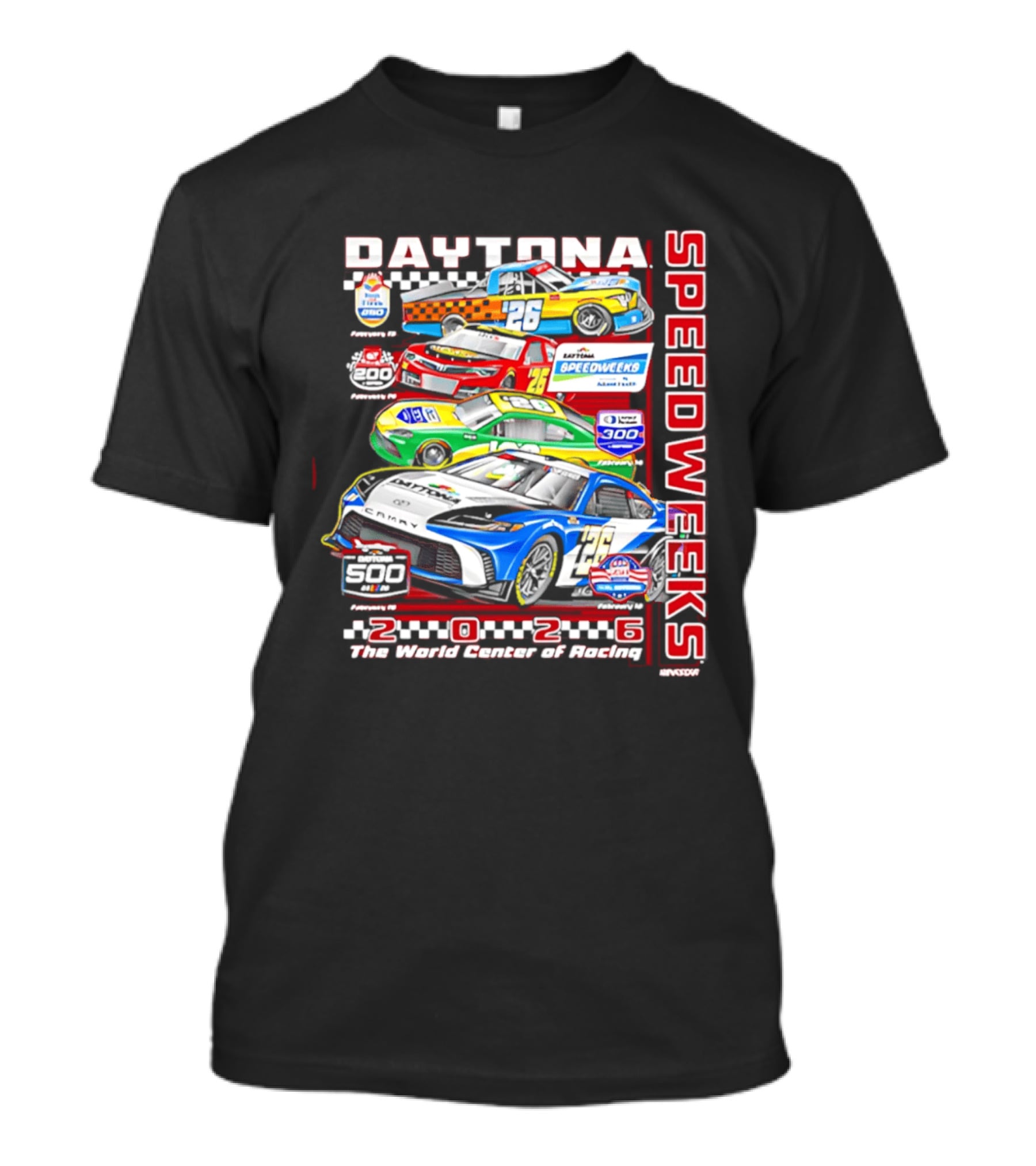 2026 Daytona 500 Speedweeks The World Center Of Racing Champion Cars Racing T-Shirt