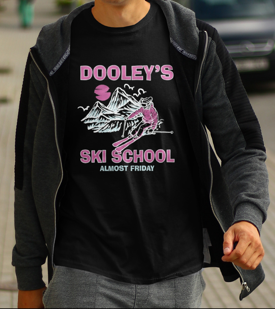 Dooley's Ski School Almost Friday Skiing Mountains Ski Jumper T-Shirt